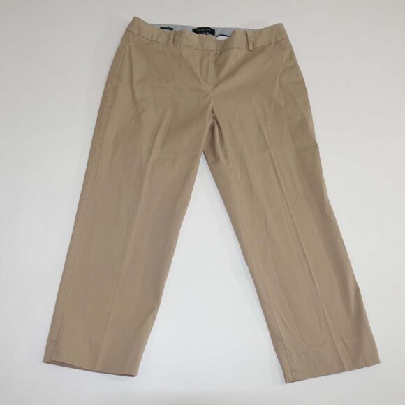 Talbots Women's Signature Cropped Pants Size 8 Petite Beige Flat Front Khaki 8P - Picture 1 of 6